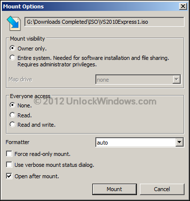 Mount ISO File in Windows