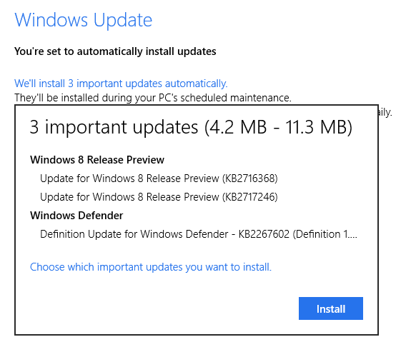 Windows 8 Release Preview Updates